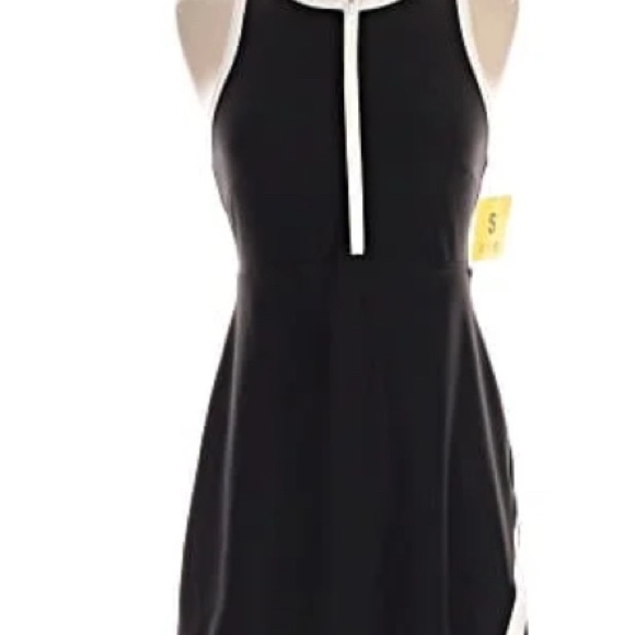 Black and White Zip-Up Tennis Dresz - Picture 1 of 3